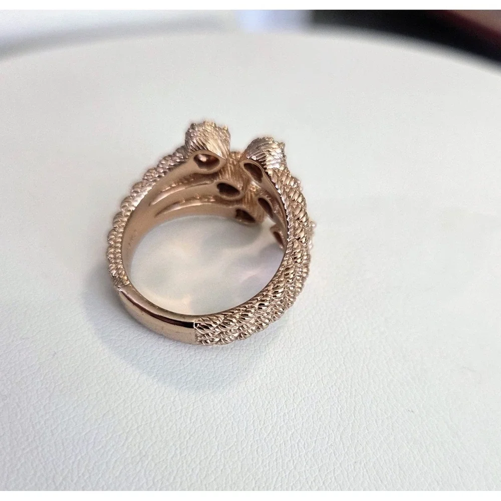 Judith Ripka Sterling Silver 925 Rose Gold Vermeil CZ‎ Heart 3 Band Ring Sz 7.75